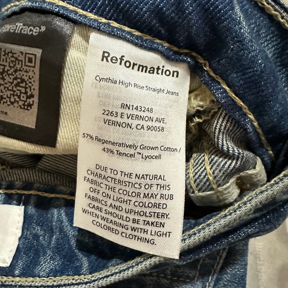 Reformation Cynthia High Rise Straight Jeans - Lanier Wash - Sz 28 - NWT - Picture 8 of 8